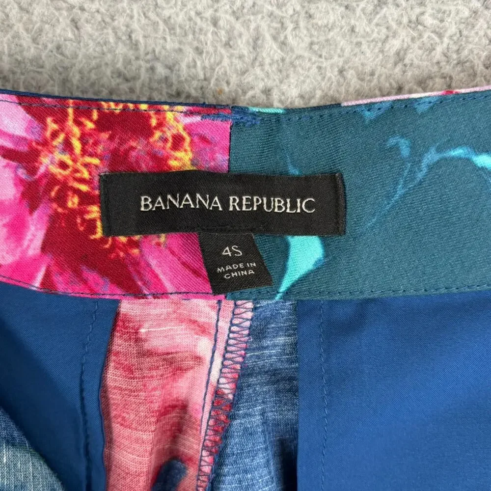 Banana Republic Linen Wide Leg Pant 4S Artsy Dopamine Maximalist Floral Gaucho